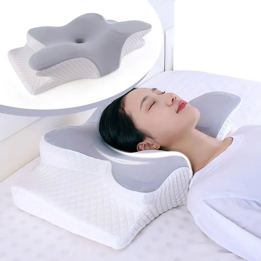 Oreiller Mémoire de Forme Papillon RelaxNeck - Soulagement des Douleurs Cervicales et Confort Orthopédique - Rynova