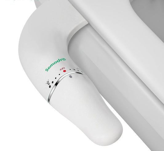 SAMODRA - Attache Bidet Ultra Mince pour Siège de Toilette - Double Buse, Pression d'Eau Réglable, Non Électrique - Rynova