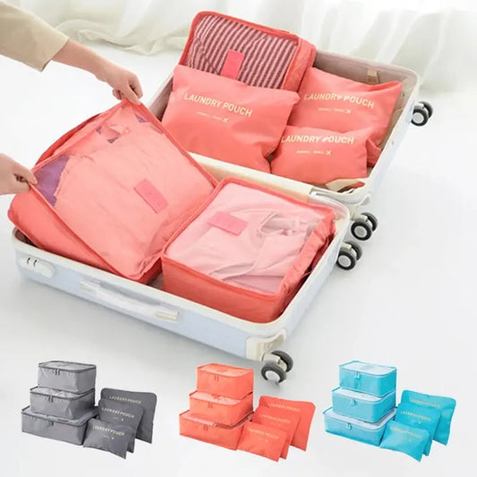 VoyageOrganisé – Set de 6 Sacs de Rangement de Voyage Grande Capacité pour Vêtements, Chaussures et Accessoires - Rynova