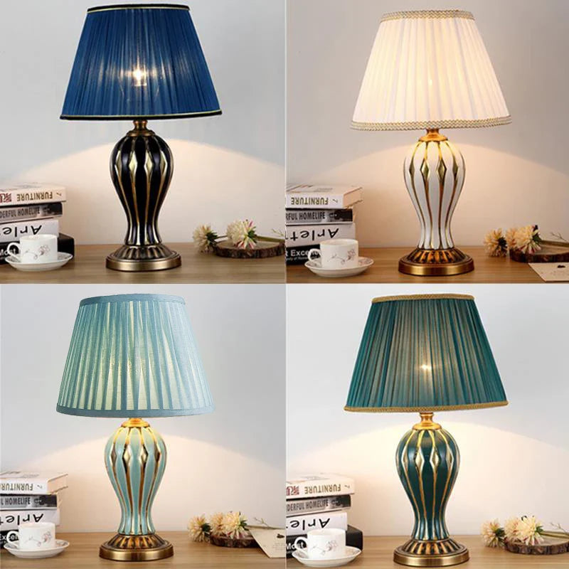 CéraLum – Lampe de Bureau en Céramique Bleue Peinte à la Main pour Salon - Rynova