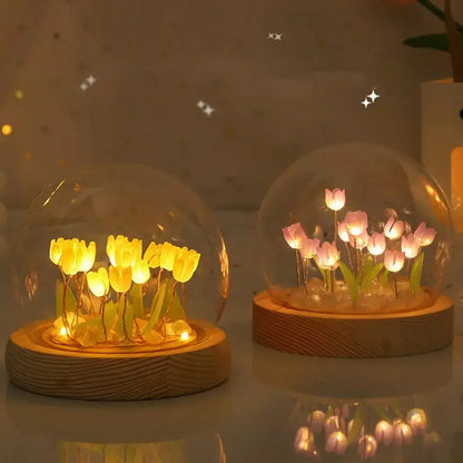 ÉclatTulipe - Lampe de Nuit Faite à la Main en Verre - Rynova