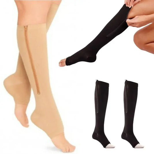 CompressioZip - Chaussettes de Compression Ouvertes avec Fermeture Éclair - Rynova