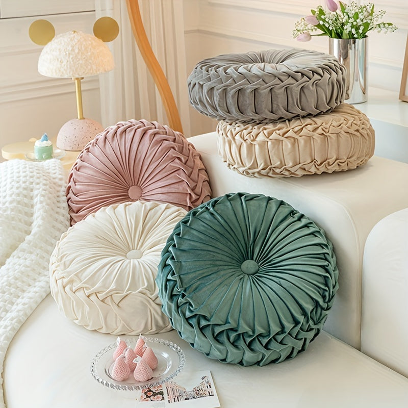 VelouCoussin - Coussin rond en velours doux pour salon et bureau - Rynova