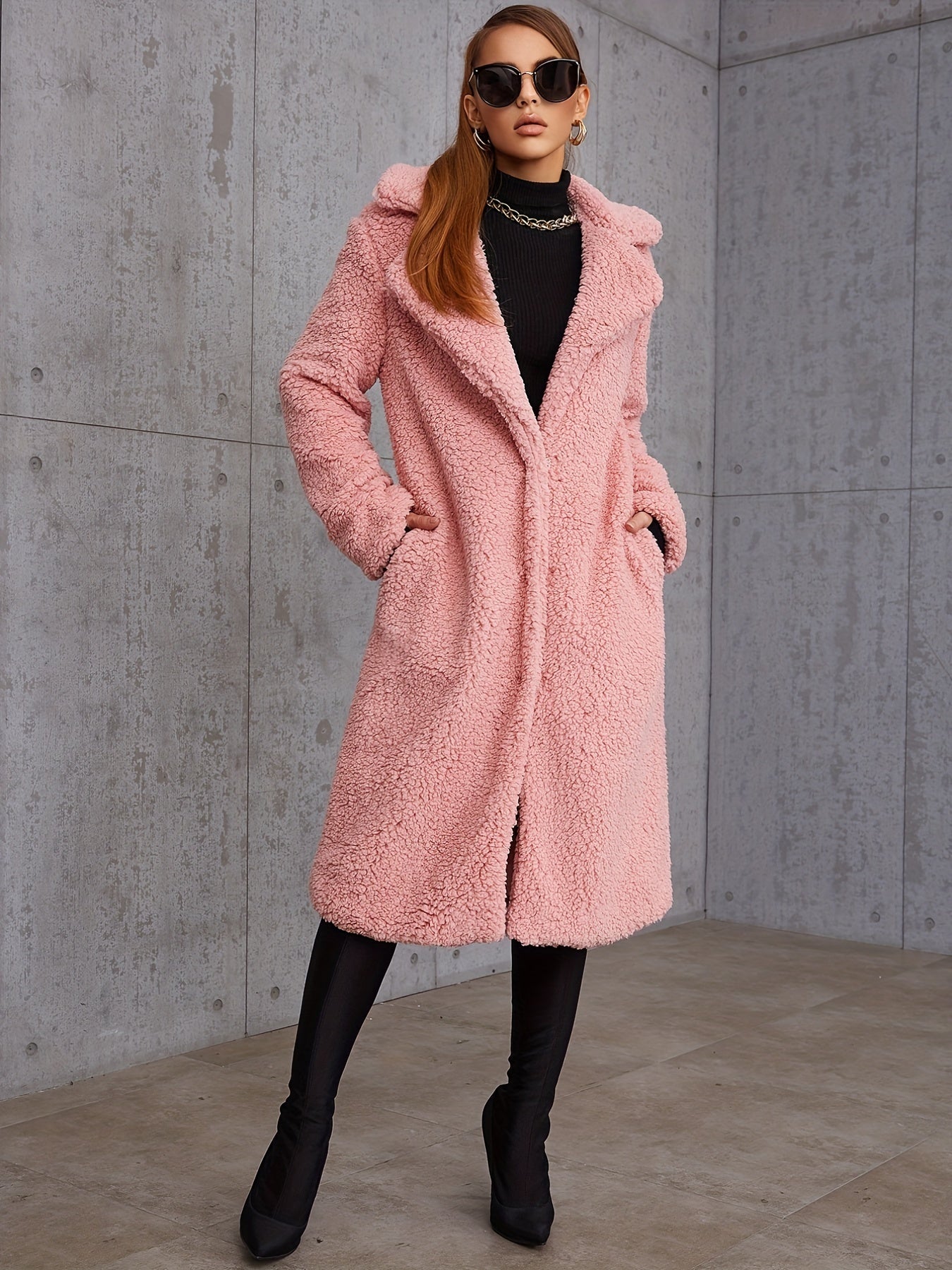 Élégance Rose - Manteau teddy doux et tendance pour l'hiver - Rynova