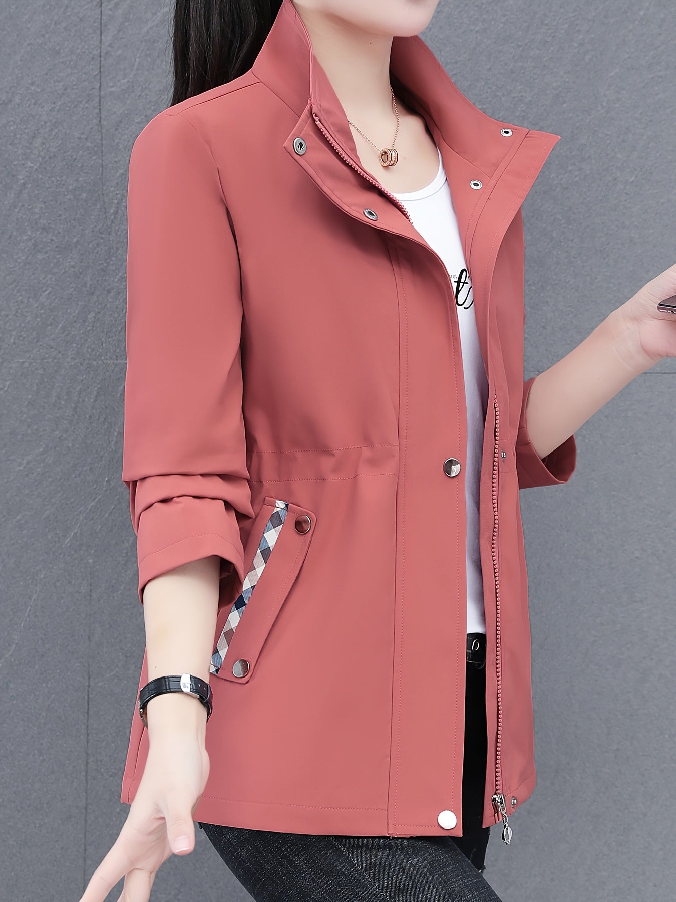 Luna Mode - Veste zippée rose avec contraste pour un look moderne - Rynova