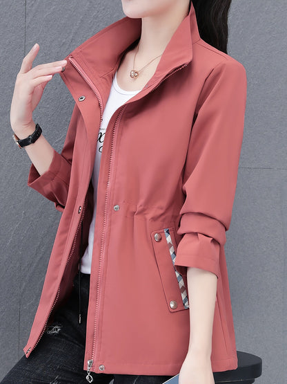 Luna Mode - Veste zippée rose avec contraste pour un look moderne - Rynova