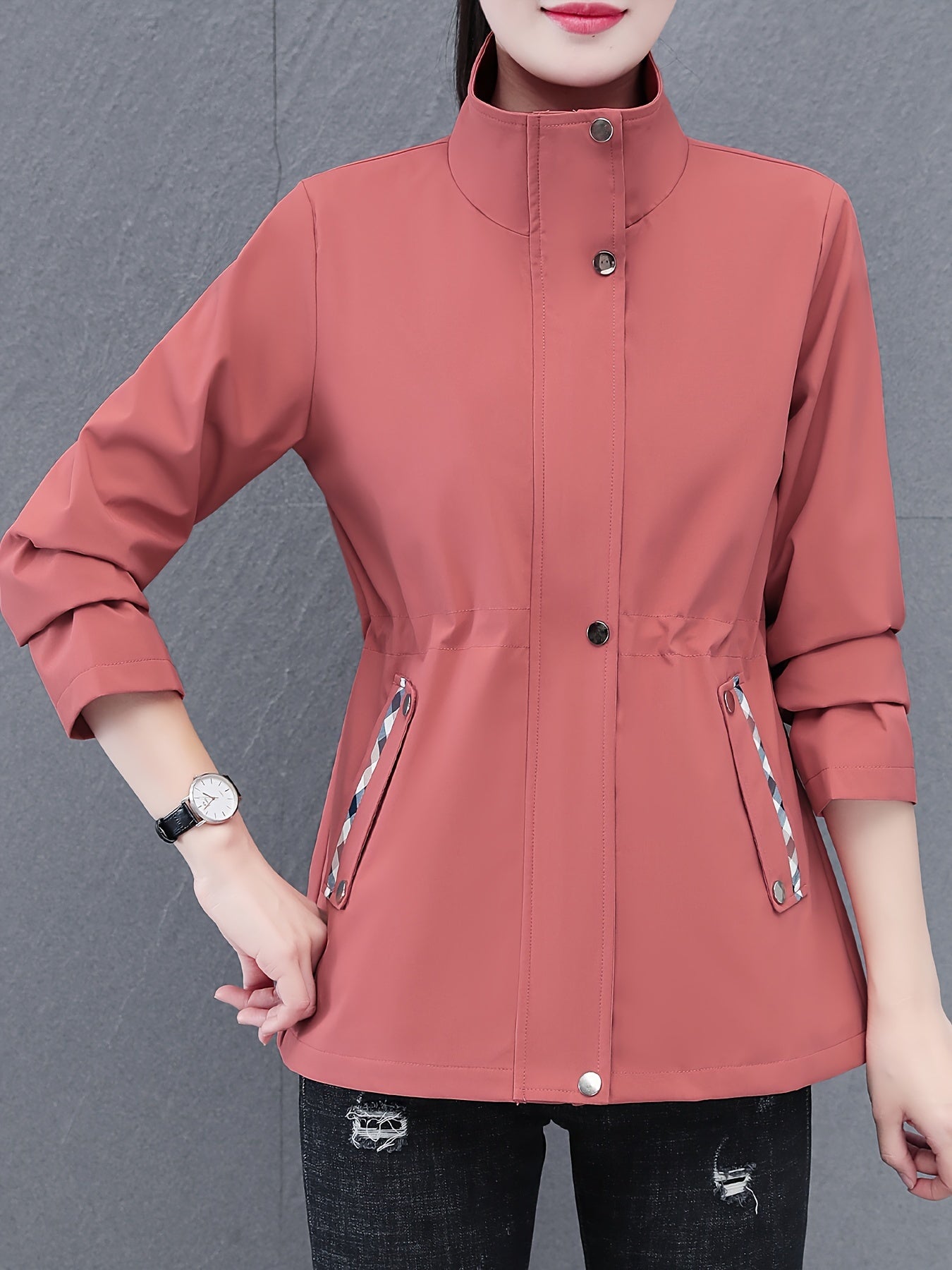 Luna Mode - Veste zippée rose avec contraste pour un look moderne - Rynova