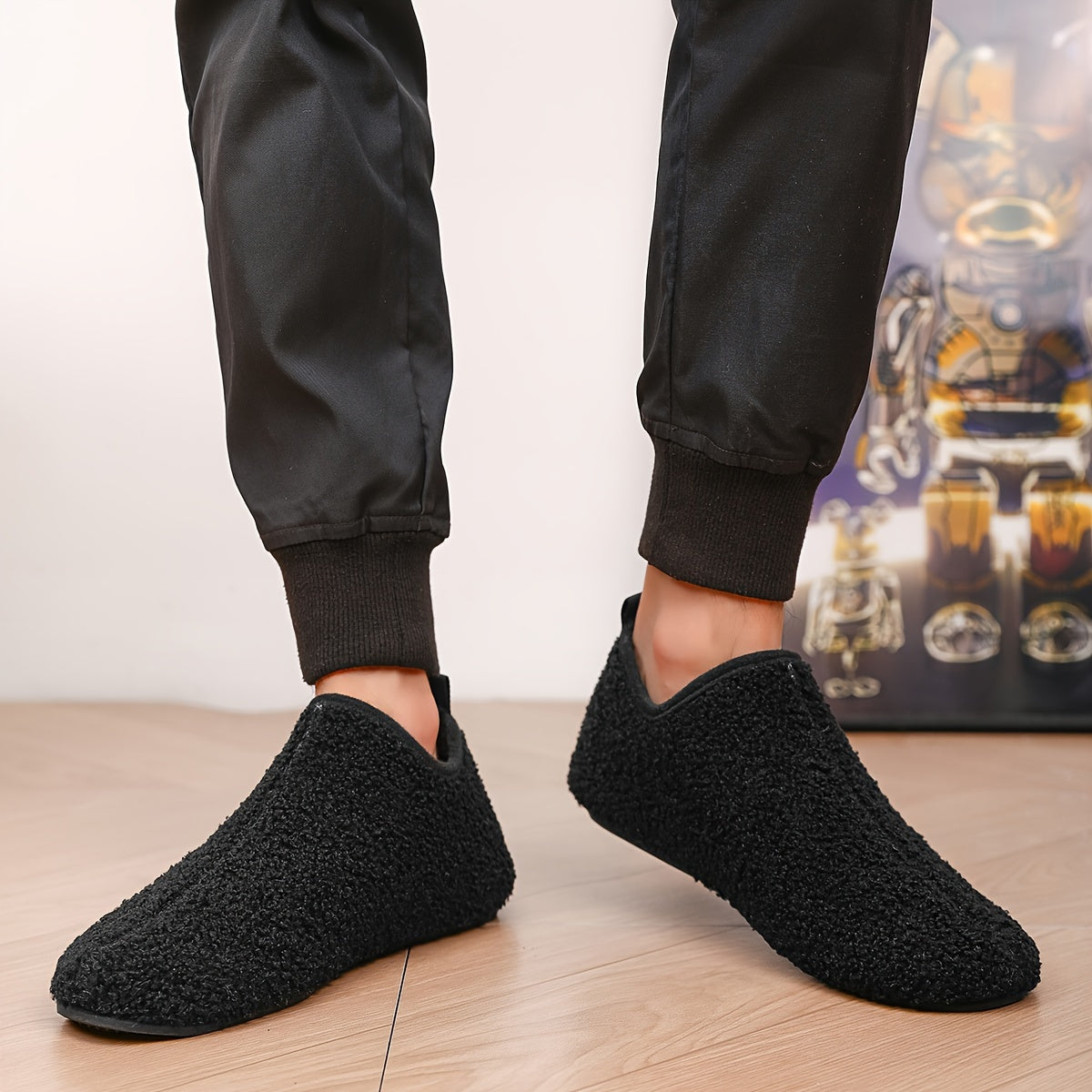 Confort Chic - Chaussons noirs cosy avec intérieur doux et antidérapant - Rynova