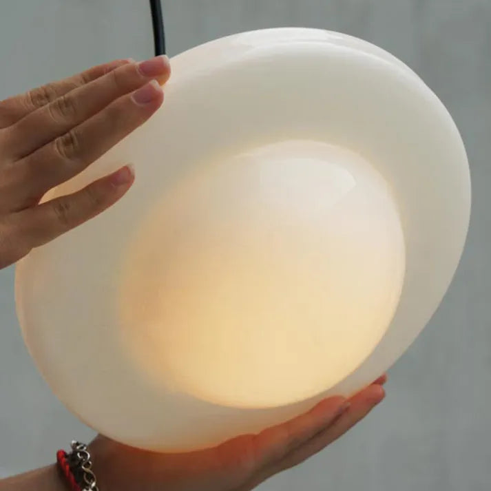 LumiNéo – Suspension Géométrique en Verre Givré Moderne - Rynova