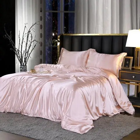 SilkHeaven - ensemble de literie en soie de luxe 4 pièces | Drap plat, housse de couette, 2 taies d'oreiller - Rynova