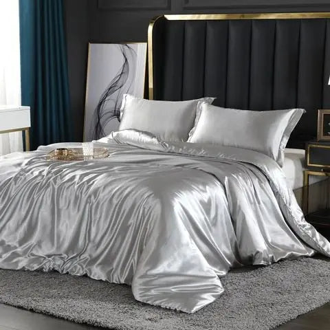 SilkHeaven - ensemble de literie en soie de luxe 4 pièces | Drap plat, housse de couette, 2 taies d'oreiller - Rynova