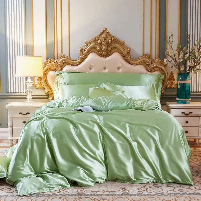 SilkHeaven - ensemble de literie en soie de luxe 4 pièces | Drap plat, housse de couette, 2 taies d'oreiller - Rynova