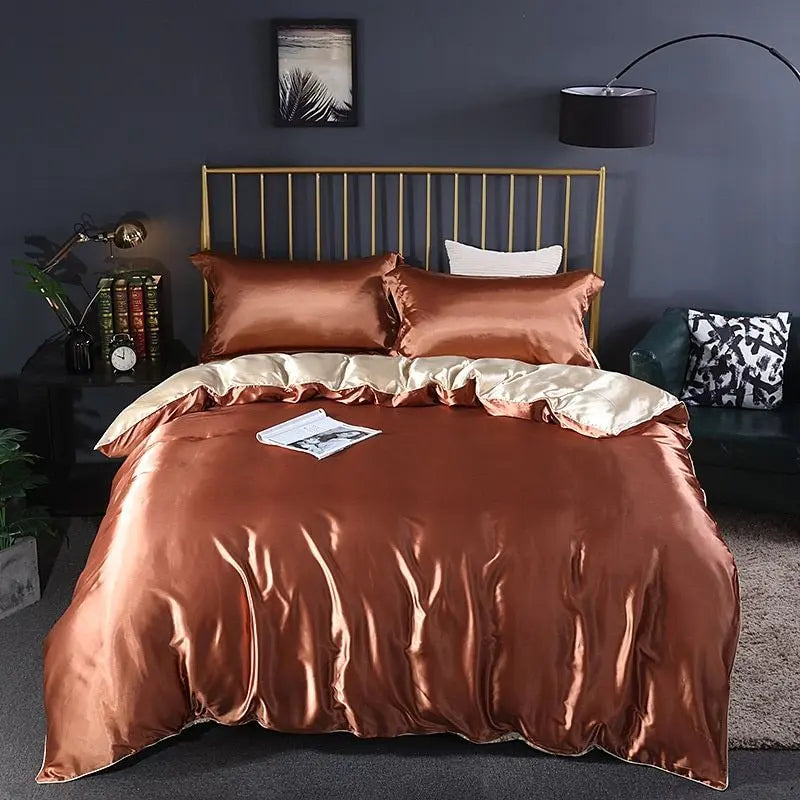 SilkHeaven - ensemble de literie en soie de luxe 4 pièces | Drap plat, housse de couette, 2 taies d'oreiller - Rynova