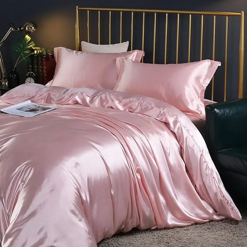 SilkHeaven - ensemble de literie en soie de luxe 4 pièces | Drap plat, housse de couette, 2 taies d'oreiller - Rynova