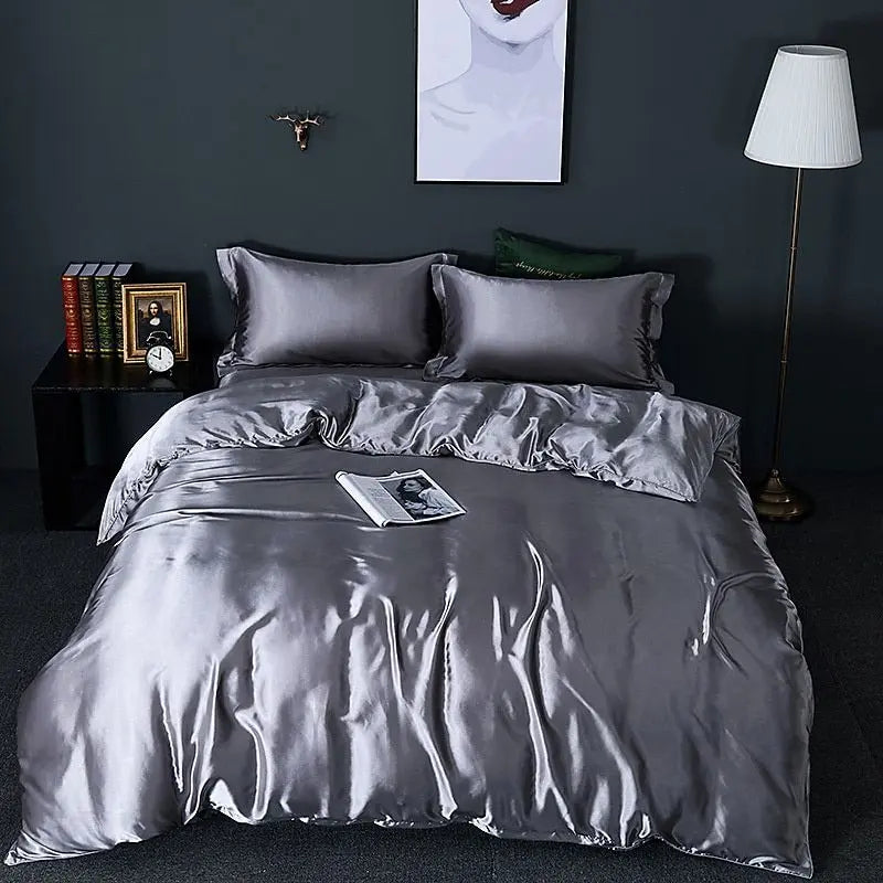 SilkHeaven - ensemble de literie en soie de luxe 4 pièces | Drap plat, housse de couette, 2 taies d'oreiller - Rynova