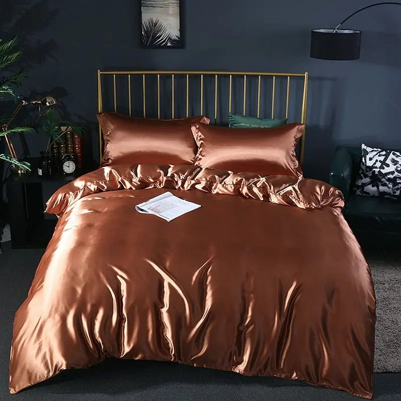 SilkHeaven - ensemble de literie en soie de luxe 4 pièces | Drap plat, housse de couette, 2 taies d'oreiller - Rynova