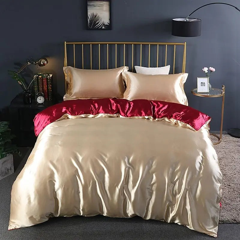 SilkHeaven - ensemble de literie en soie de luxe 4 pièces | Drap plat, housse de couette, 2 taies d'oreiller - Rynova