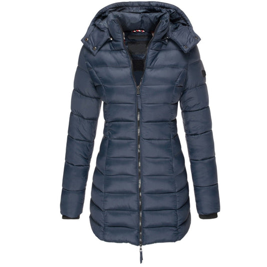 Elégance Hivernale - Manteau long en duvet bleu pour femmes - Rynova