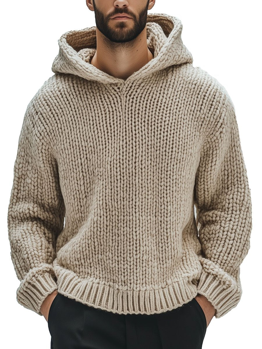 Ethan Couture - Hoodie vintage en tricot khaki pour homme - Rynova