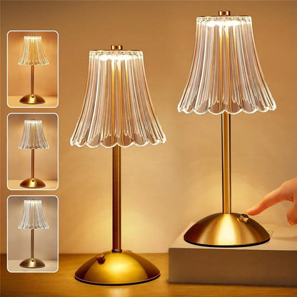 CristalLumi - Lampe de Bureau Rechargeable en Cristal, Dimmable et Douce pour les Yeux - Rynova