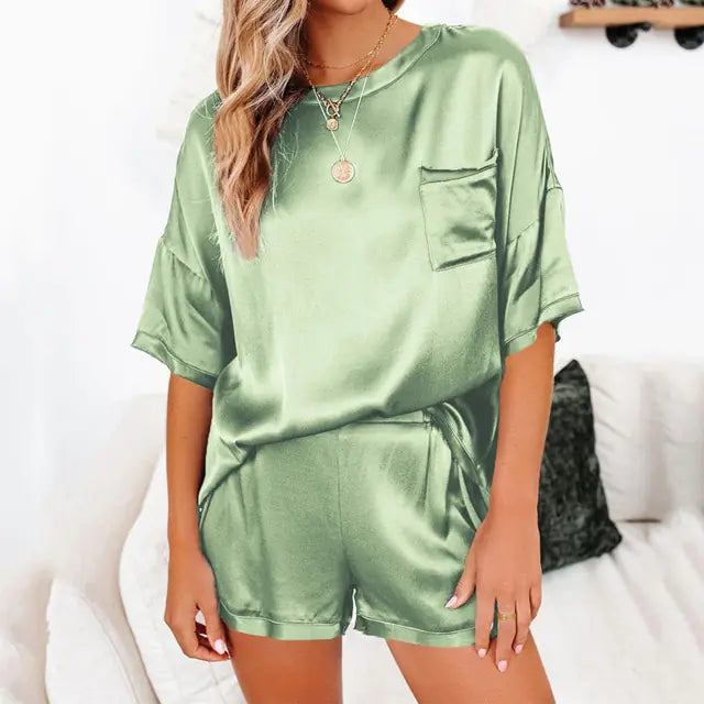 SilkyDreams - Ensemble de Pyjama en Satin pour Femmes - Rynova